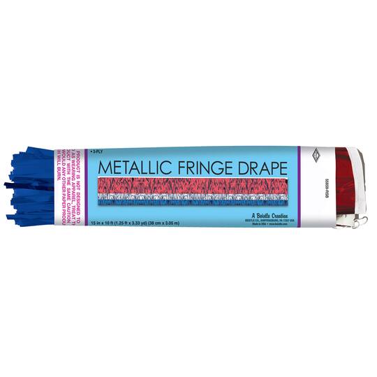Beistle 10ft. Red, Silver & Blue 3-Ply Metallic Fringe Drape